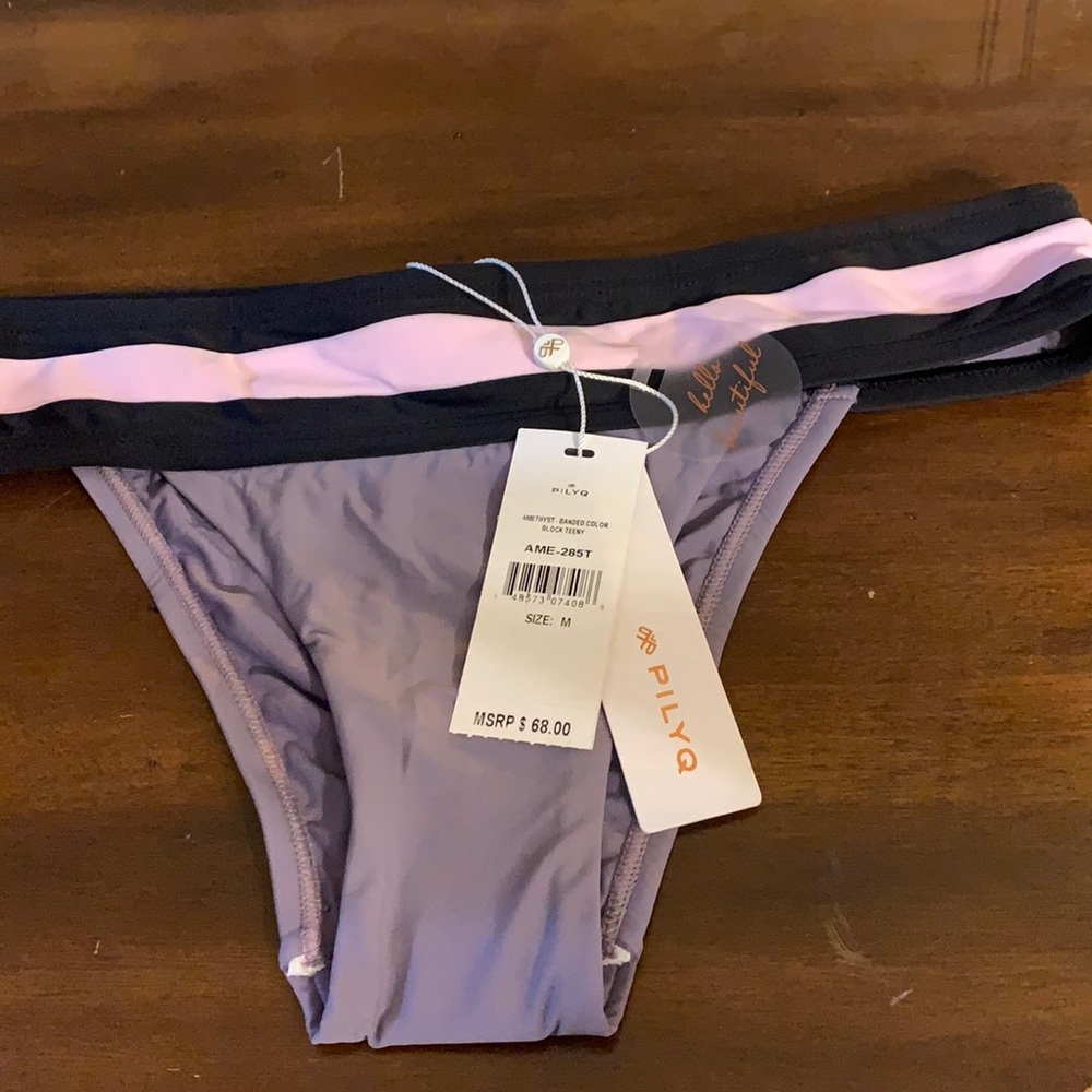 NWT‎ PILYQ Amethyst Banded Color Block Swim Bottom